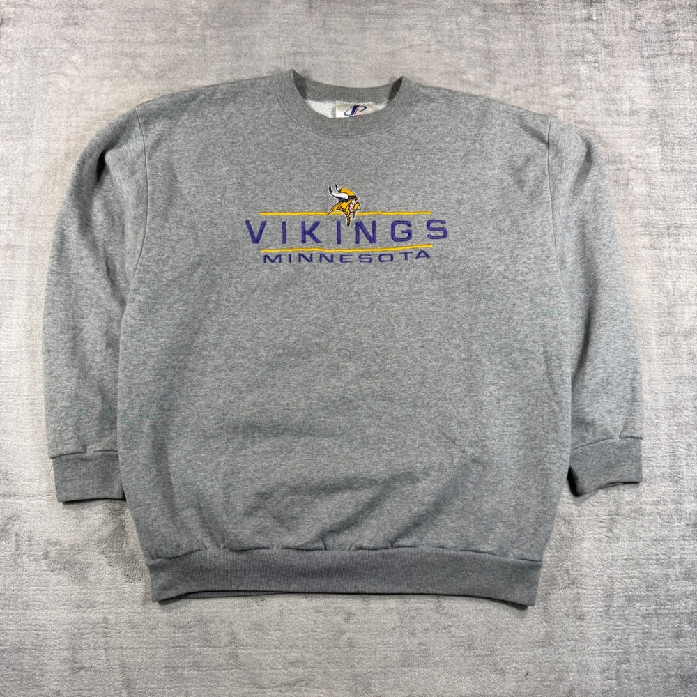 Minnesota Vikings Sweatshirt Mens XL Gray VTG Embroidered Crewneck Logo Athletic